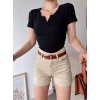 V Yaka Kaşkorse Crop-SİYAH