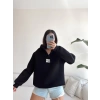 V Yaka Oversize Sweatshirt-SİYAH