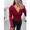 Vatkalı Drapeli Bluz - BORDO