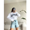 West Coast Crop Sweatshirt-BEYAZ