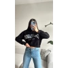 West Coast Crop Sweatshirt-SİYAH