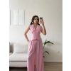 Yaka Detay Keten İkili Takım - PEMBE