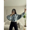 Yarasa Balon Kol Denim Ceket - AÇIK MAVİ