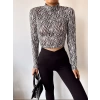 Zebra Desen Crop Bluz