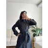 ZR Yaka Detay Trençkot - SİYAH