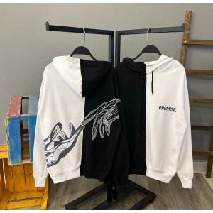 Promise Oversize Sweatshirt-SİYAHBEYAZ