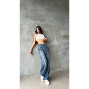 Kemer Tokalı Baggy Jean-KOYU MAVİ