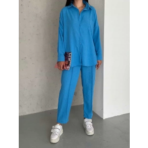 Keten Biyeli İkili Takım - MAVİ