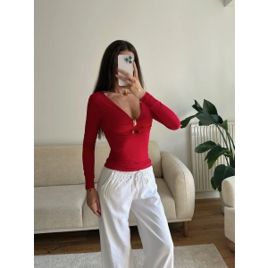 Göğüs Aksesuar Halka Crop - KIRMIZI