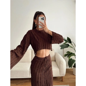 Salaş Crop & Etekli Takım - KAHVE