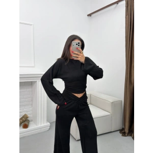 Kruvaze Volanlı İkili Takım - SİYAH