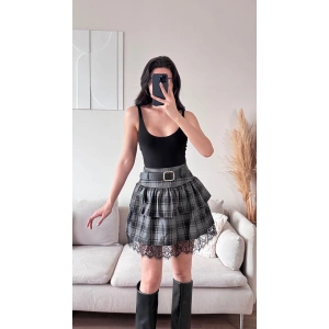 Ekose Dantel Detay Etek - FÜME