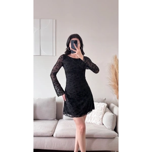 Elegance Dantel Elbise - SİYAH