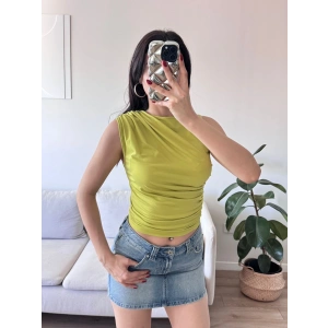 Drapeli Kolsuz Bluz - YEŞİL