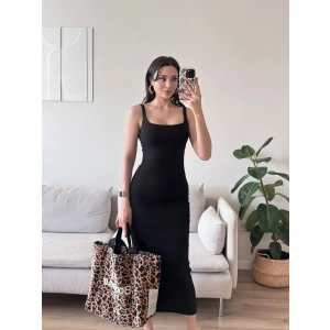 Ön Arka Kare Elbise - SİYAH