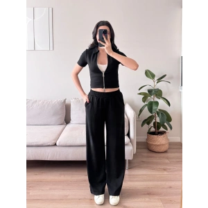 Fermuarlı Polo Modal Takım - SİYAH