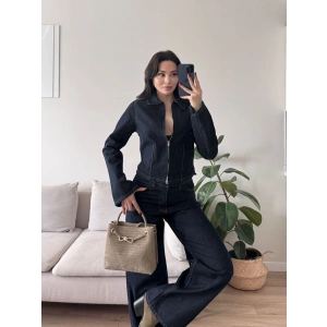 Çift Fermuarlı Denim Takım