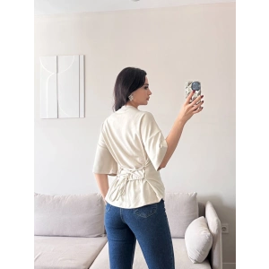 Sırt Bağcıklı Oversize Tshirt - BEJ