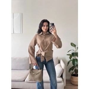 Kuşaklı Modal Gömlek - BEJ