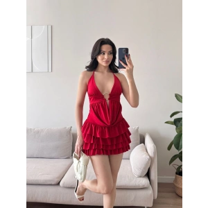 Fırfırlı Halka Takım - KIRMIZI