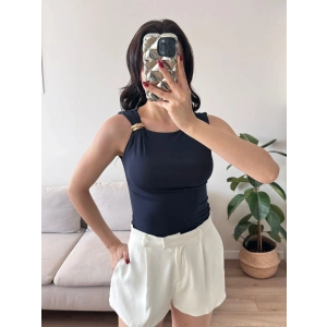 Omuz Aksesuar Halter Crop - LACİVERT