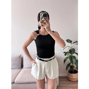 Omuz Aksesuar Halter Crop - SİYAH