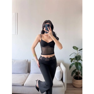 Şifon Detay Taytlı İkili Takım - SİYAH