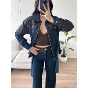 Çift Renk Denim Kuşaklı İkili Takım
