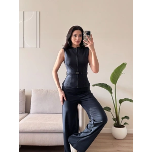 Fermuarlı Kemer Detay Takım - LACİVERT