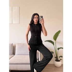 Fermuarlı Kemer Detay Takım - SİYAH