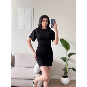 Bisiklet Yaka Modal Elbise - SİYAH