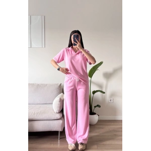 Biyeli Oys Kumaş Takım - PEMBE