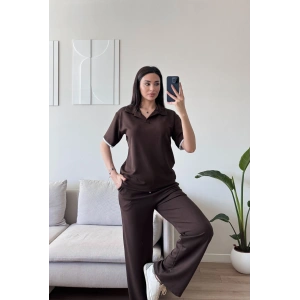 Biyeli Oys Kumaş Takım - KAHVE