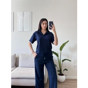 Biyeli Oys Kumaş Takım - LACİVERT