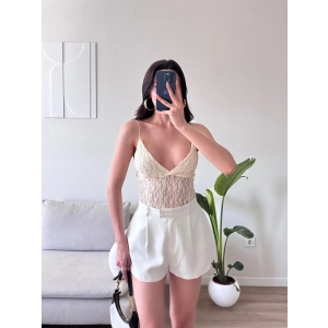 Askılı Dantel Bodysuit - EKRU