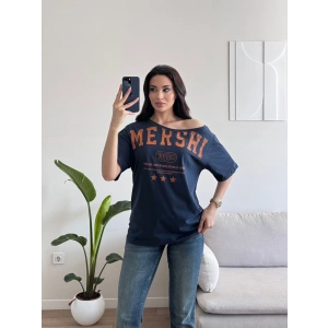 Kayık Yaka Mershi Tshirt - LACİVERT