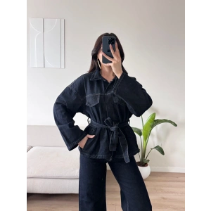 Premium Kuşaklı Denim Takım
