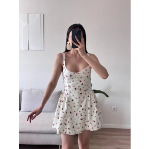 Çiçek Desen Mini Elbise