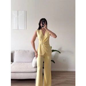 Kruvaze Tokalı Modal İkili Takım - SARI