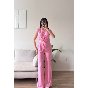 Kruvaze Tokalı Modal İkili Takım - PEMBE