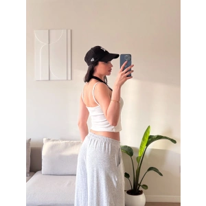 Boyun Geçmeli Parçalı Crop - BEYAZ