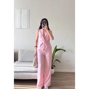 Ön Burgu Keten İkili Takım - PEMBE
