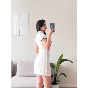 Göğüs Dekolte Premium Elbise - BEYAZ