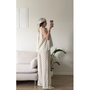 Halter Yaka Puantiyeli Takım - BEJ