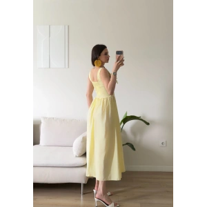 Bel Korse Askılı Prenses Elbise - SARI