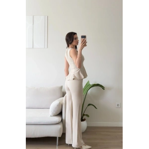 Premium Volanlı Pantolon Takım - BEJ