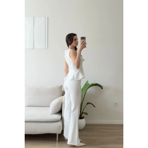 Premium Volanlı Pantolon Takım - BEYAZ