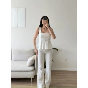Premium Volanlı Pantolon Takım - BEYAZ