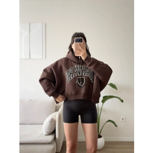 Harvard Fermuarlı Oversize Sweat - KAHVE