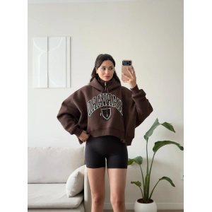 Harvard Fermuarlı Oversize Sweat - KAHVE